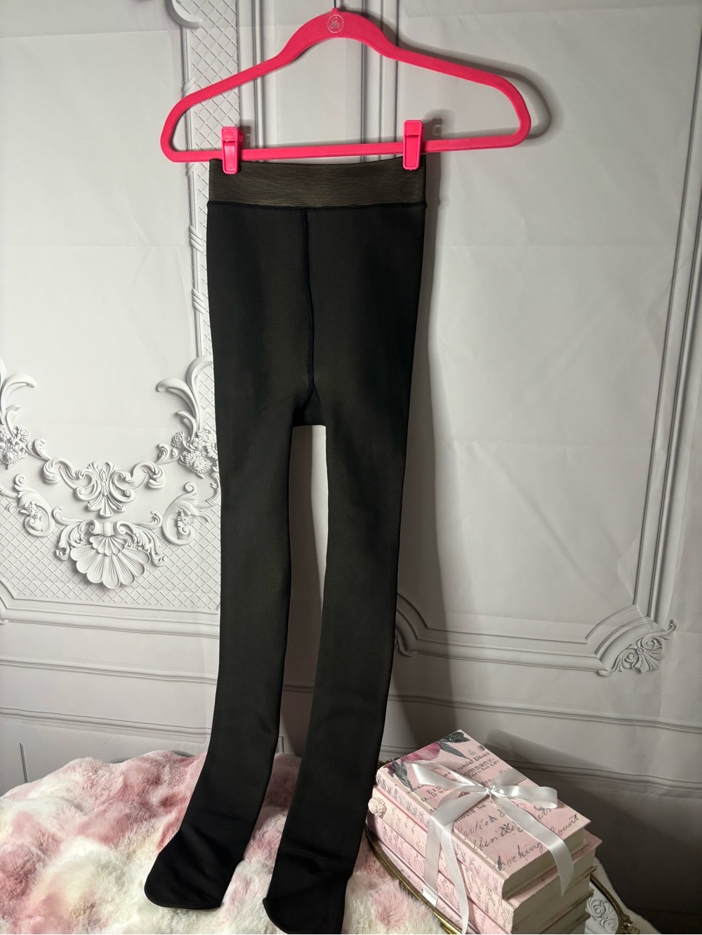 NWOT Hight Waisted Fleece Lined Thermal Tights Coffee/Black 2 Pack, XS-Small